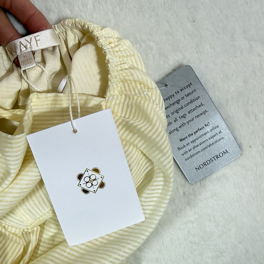 NWT Wayf Lucca Prairie Style Midi Dress Sz M Puff Sleeve Cutout Back Yellow Boho - Picture 8 of 13